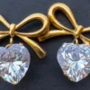 18 Carat Gold Plated Demi-Fine Heart & Bow Studs