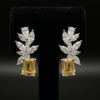 Solitaire Diamond Lookalike Premium Leaf Studs