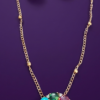 Navratna Moissonite Premium Flower Pendant set