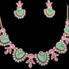 Premium U Shaped Dublet Mint and Pink Necklace Set