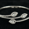Solitaire Diamonds Lookalike Premium Leaf Cuff Bracelet