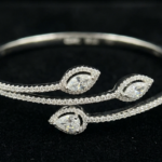 Solitaire Diamonds Lookalike Premium Leaf Cuff Bracelet